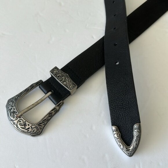 Topshop western buckle belt in sliver and black M-L - Picture 6 of 12